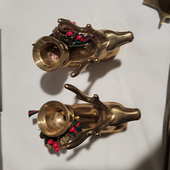 Solid Brass Sitting Deer Candle Holder, Votive Holder and Candle Snuffer Bundle - Picture 3 of 16